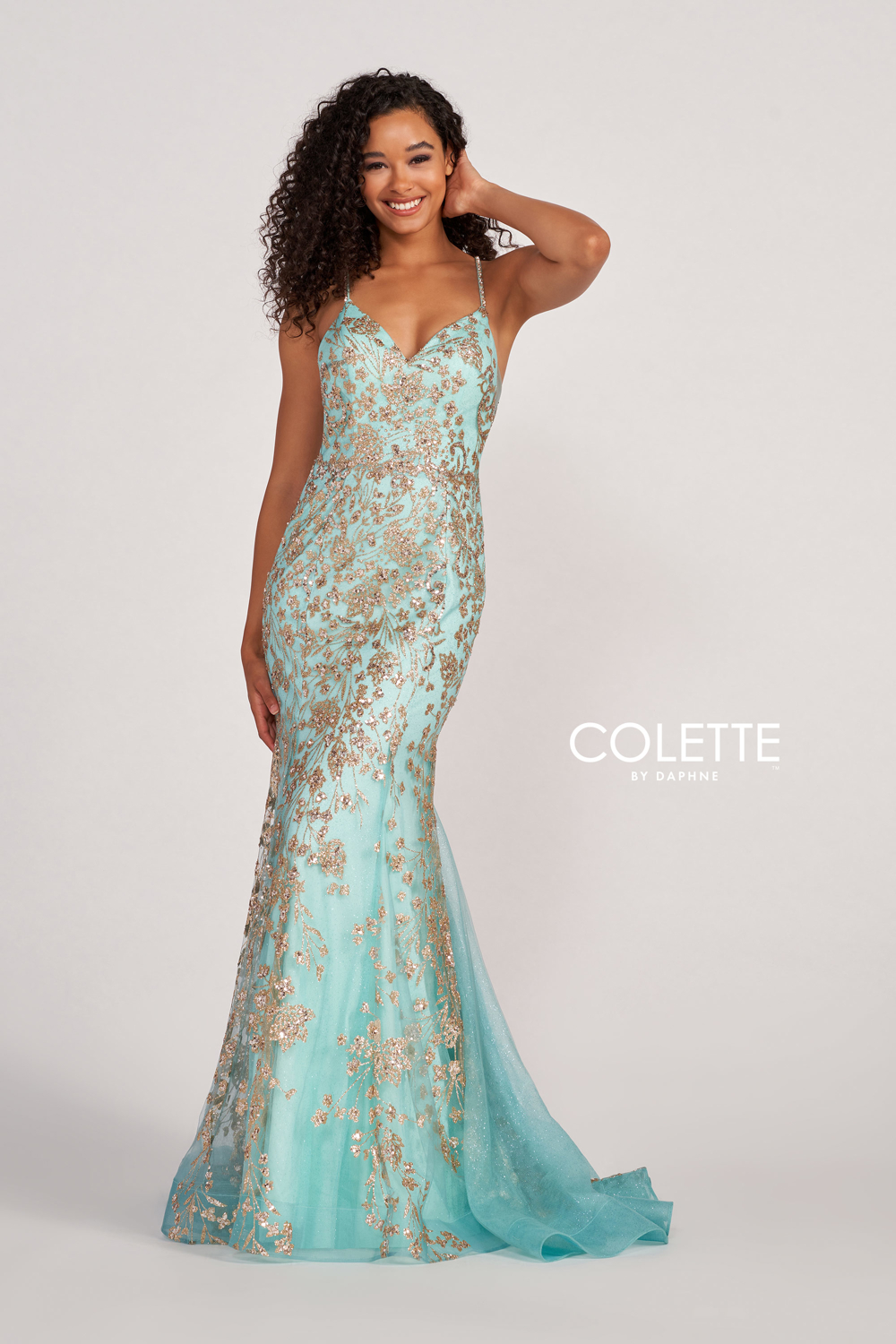 Full size Style CL2076 Colette by Daphne #$1 Aqua/Gold picture